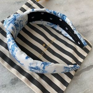 Lele Sadoughi Blue Toile Knotted Headband